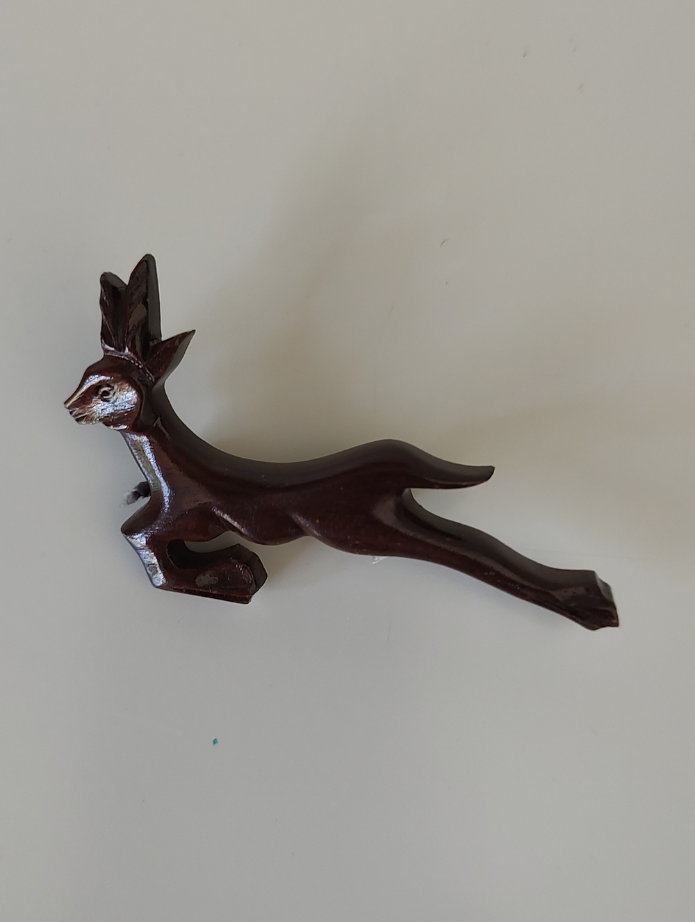Vintage Wooden Carved Gazelle Springbok Deer Brooch Pin Art Deco 30s